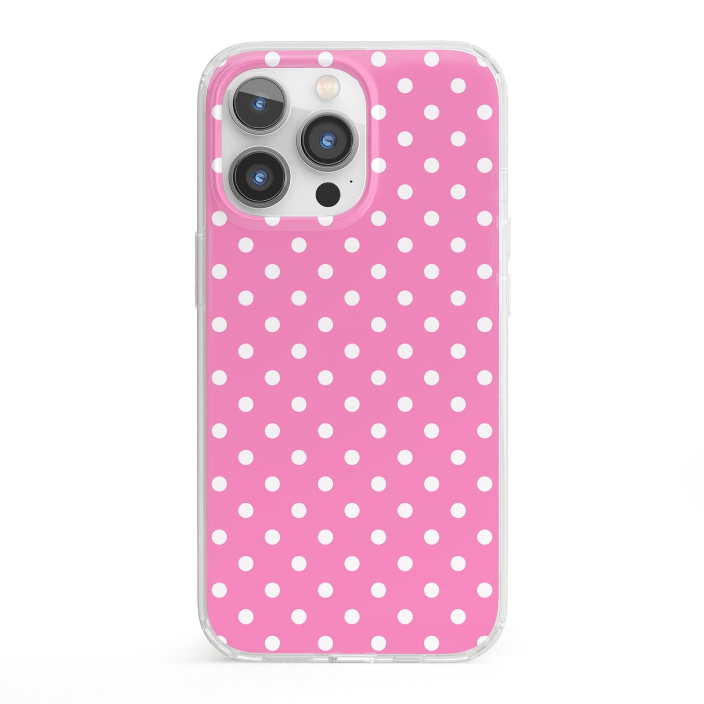 Pink Polka Dot iPhone 13 Pro Clear Bumper Case