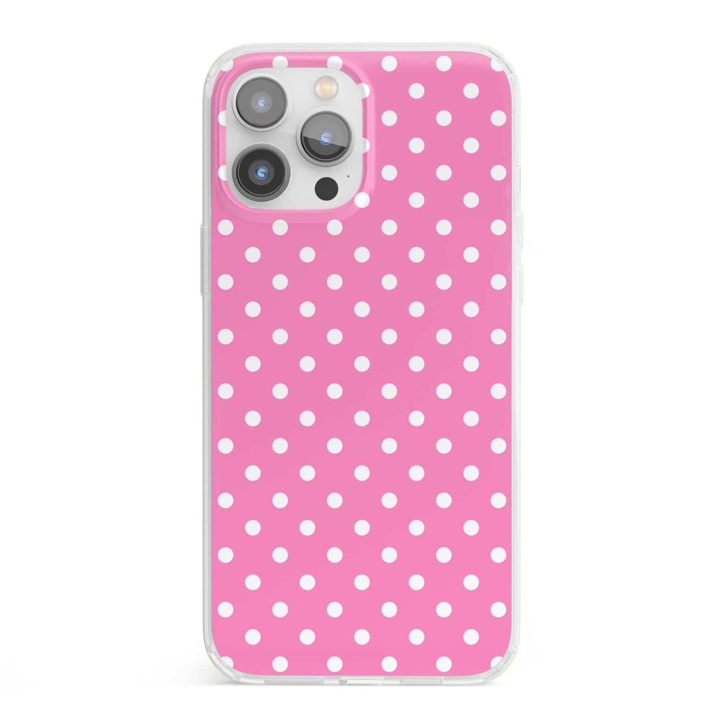 Pink Polka Dot iPhone 13 Pro Max Clear Bumper Case