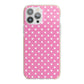 Pink Polka Dot iPhone 13 Pro Max TPU Impact Case with Pink Edges