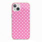 Pink Polka Dot iPhone 13 TPU Impact Case with Pink Edges