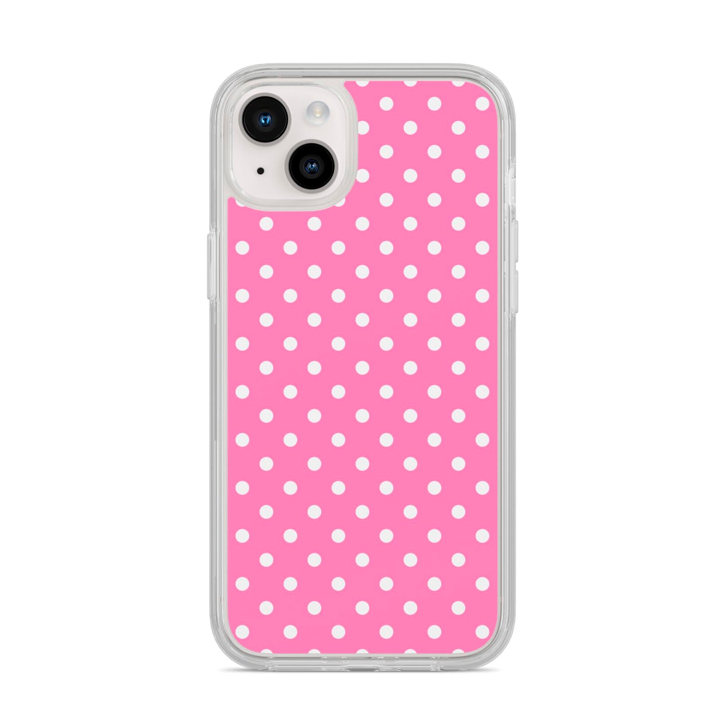Pink Polka Dot iPhone 14 Plus Clear Tough Case Starlight