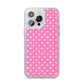 Pink Polka Dot iPhone 14 Pro Max Glitter Tough Case Silver