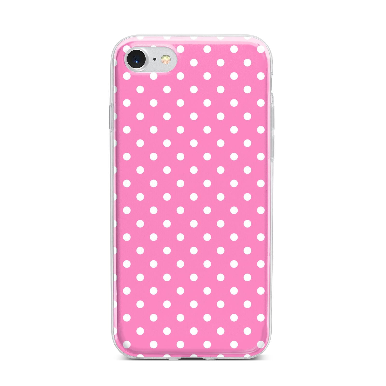 Pink Polka Dot iPhone 7 Bumper Case on Silver iPhone