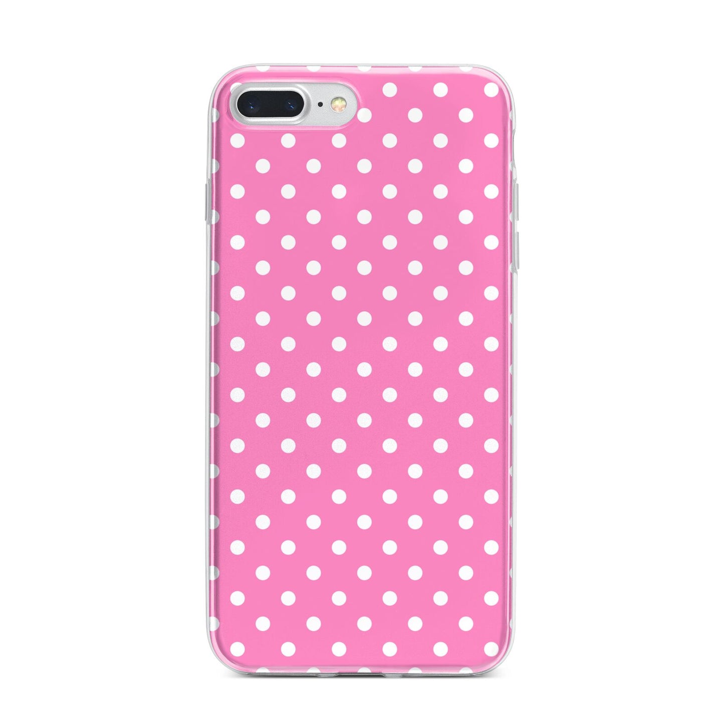 Pink Polka Dot iPhone 7 Plus Bumper Case on Silver iPhone