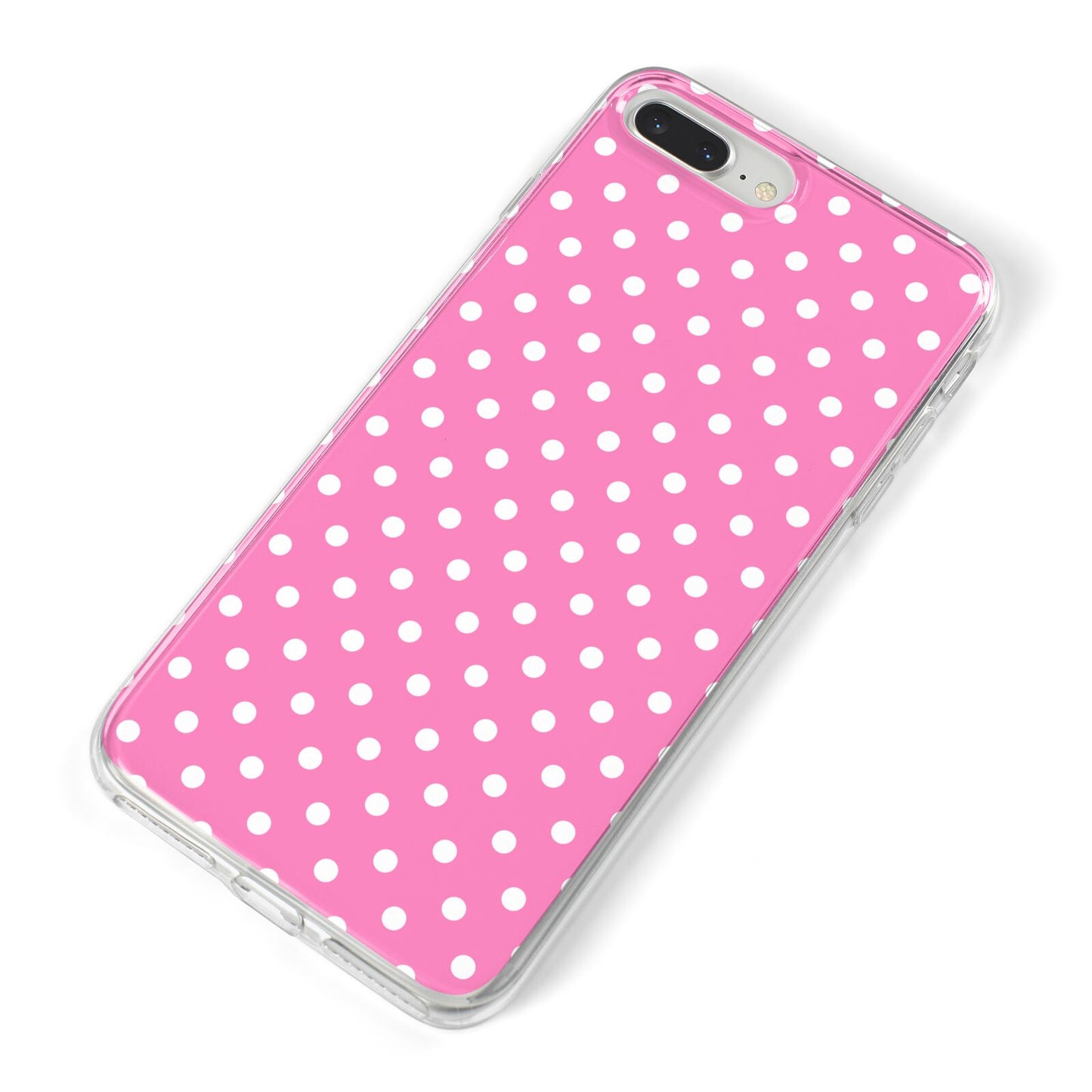 Pink Polka Dot iPhone 8 Plus Bumper Case on Silver iPhone Alternative Image