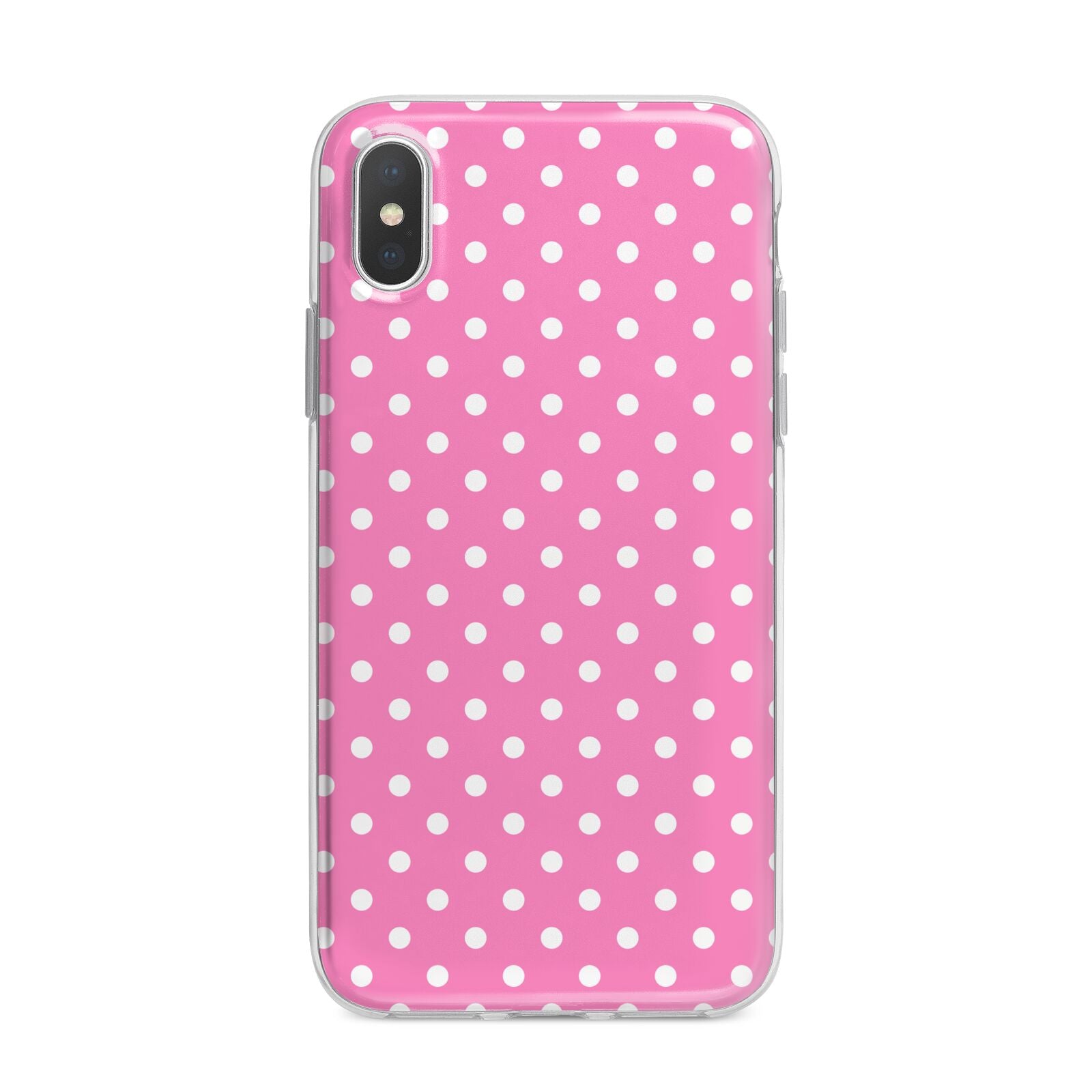 Pink Polka Dot iPhone X Bumper Case on Silver iPhone Alternative Image 1