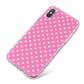 Pink Polka Dot iPhone X Bumper Case on Silver iPhone