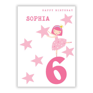 Pink Princess Personalised Birthday Greetings Card