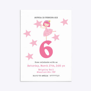 Rosa Prinzessin personalisierte Geburtstagseinladung