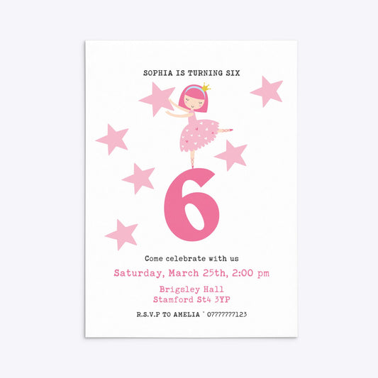 Pink Princess Personalised Birthday Rectangle Invitation Matte Paper