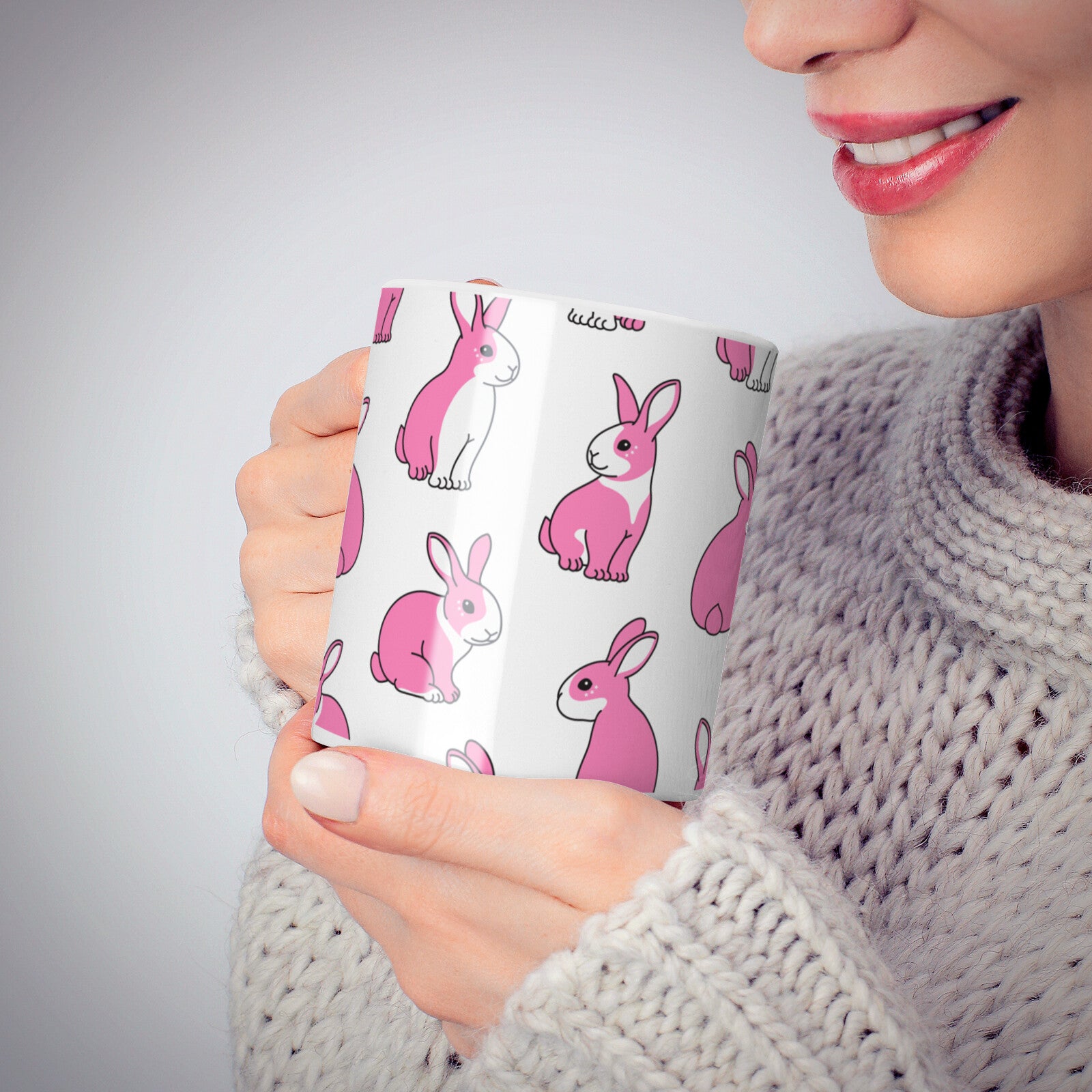 Pink Rabbits 10oz Mug Alternative Image 6
