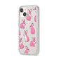 Pink Rabbits iPhone 14 Clear Tough Case Starlight Angled Image