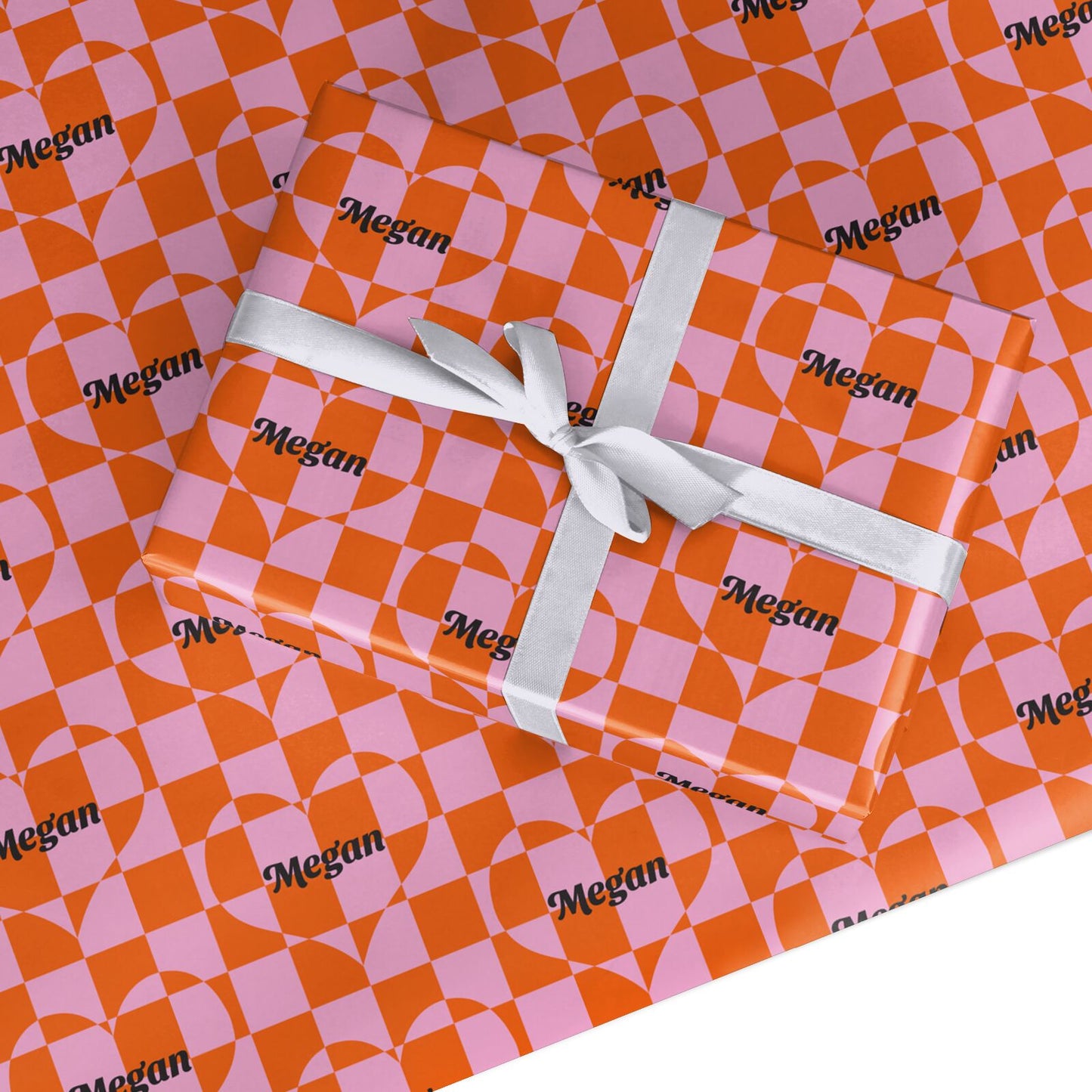 Pink Red Checkered Heart Custom Custom Wrapping Paper