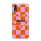 Pink Red Checkered Heart Custom Huawei P20 Phone Case
