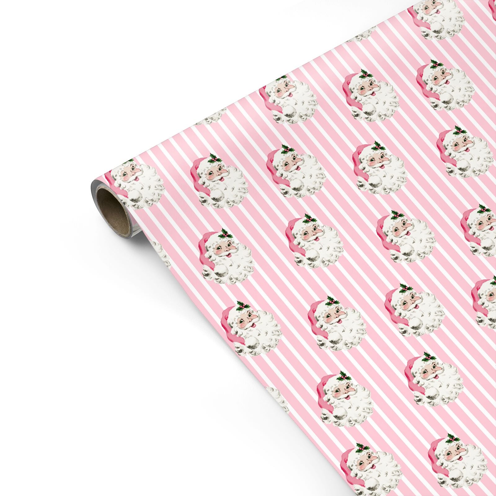 Pink Retro Santa Christmas Personalised Gift Wrap