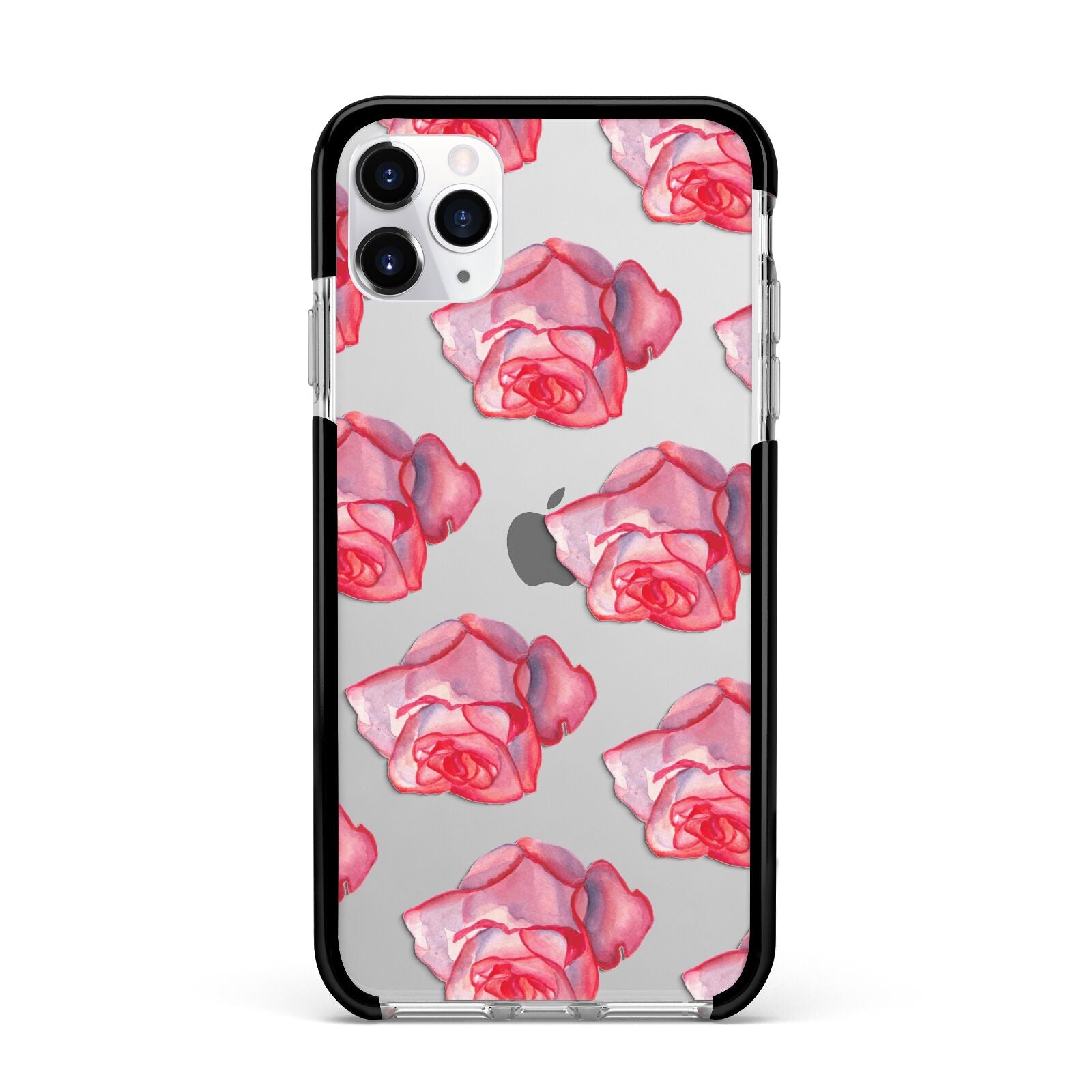 Pink Roses Apple iPhone 11 Pro Max in Silver with Black Impact Case