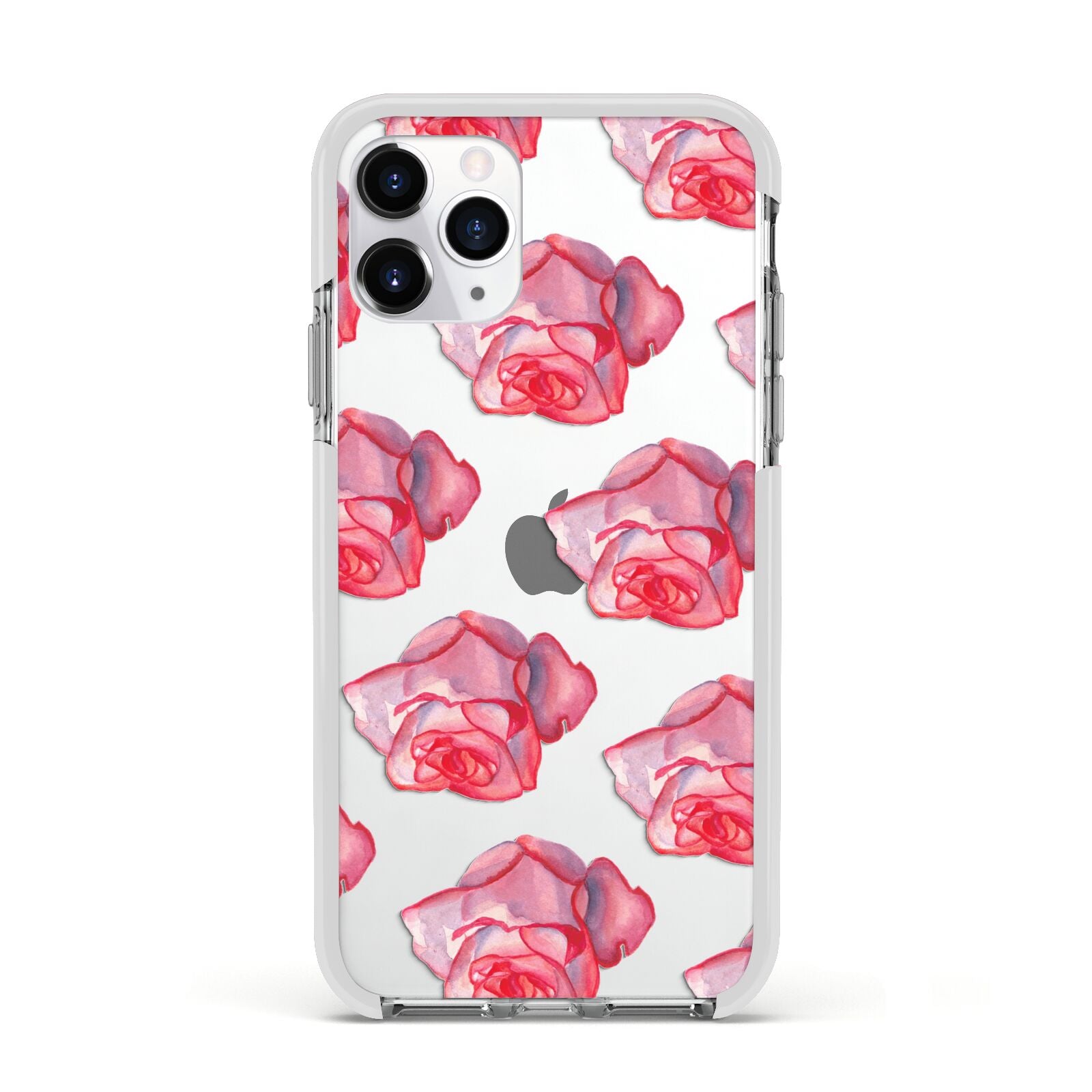 Pink Roses Apple iPhone 11 Pro in Silver with White Impact Case