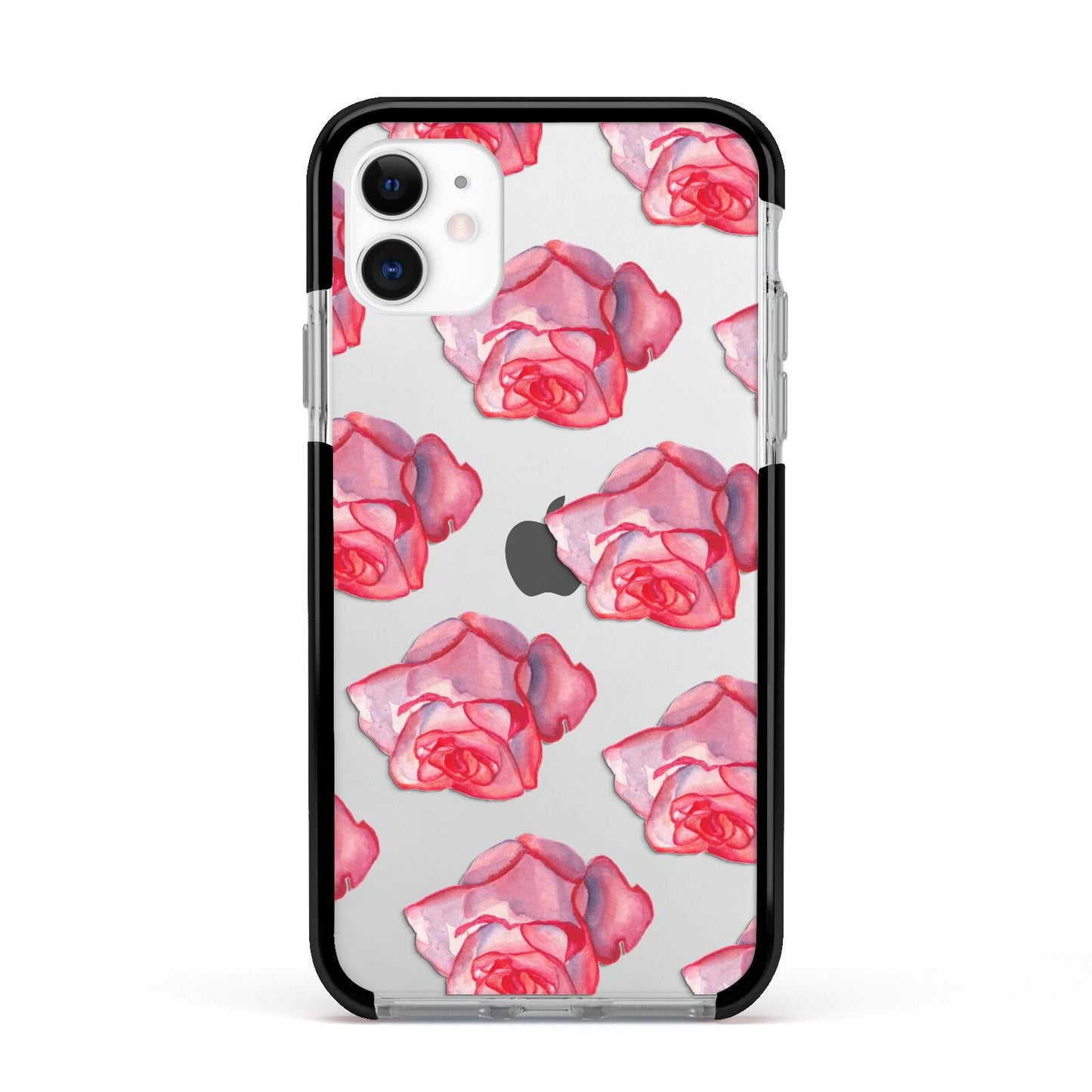 Pink Roses Apple iPhone 11 in White with Black Impact Case