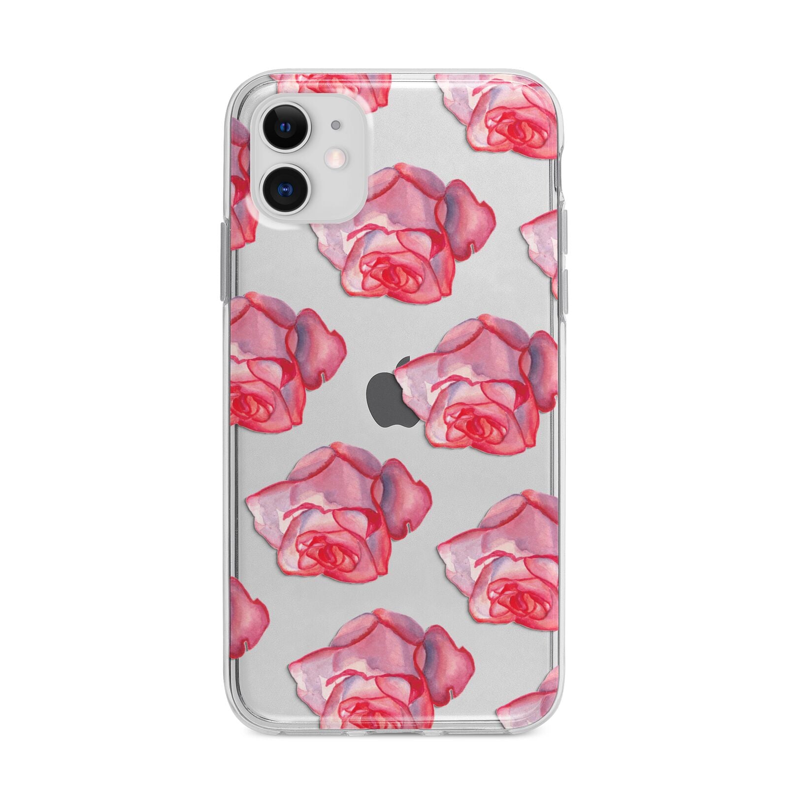 Pink Roses Apple iPhone 11 in White with Bumper Case