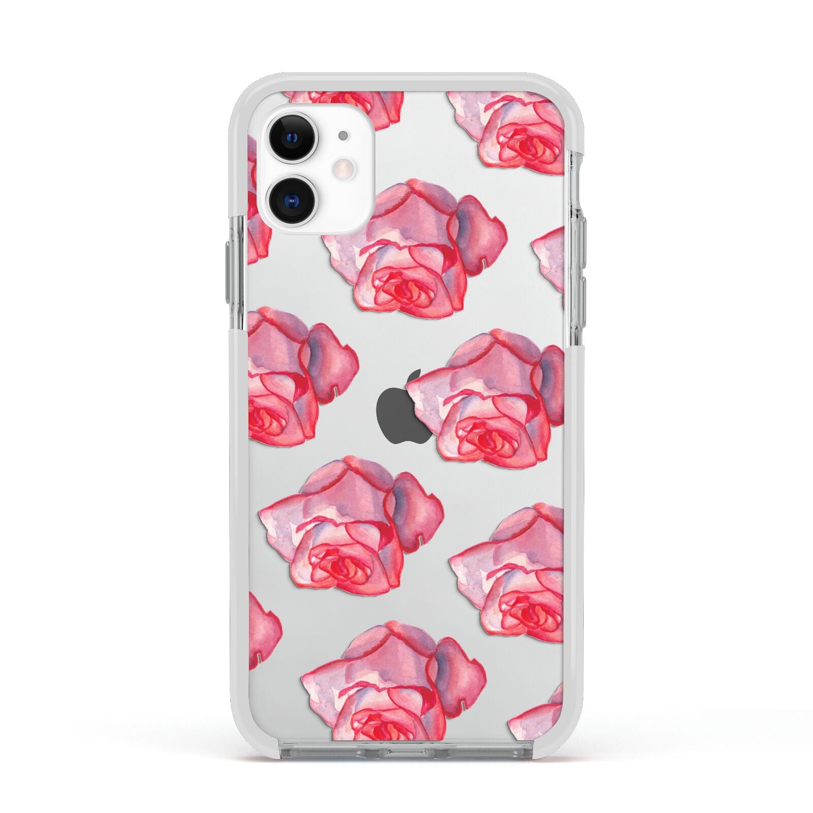 Pink Roses Apple iPhone 11 in White with White Impact Case