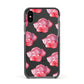 Pink Roses Apple iPhone Xs Impact Case Black Edge on Black Phone