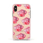 Pink Roses Apple iPhone Xs Impact Case Pink Edge on Gold Phone