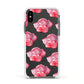Pink Roses Apple iPhone Xs Impact Case White Edge on Black Phone