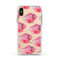 Pink Roses Apple iPhone Xs Impact Case White Edge on Gold Phone