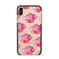 Pink Roses Apple iPhone Xs Max Impact Case Black Edge on Gold Phone