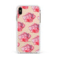 Pink Roses Apple iPhone Xs Max Impact Case White Edge on Gold Phone
