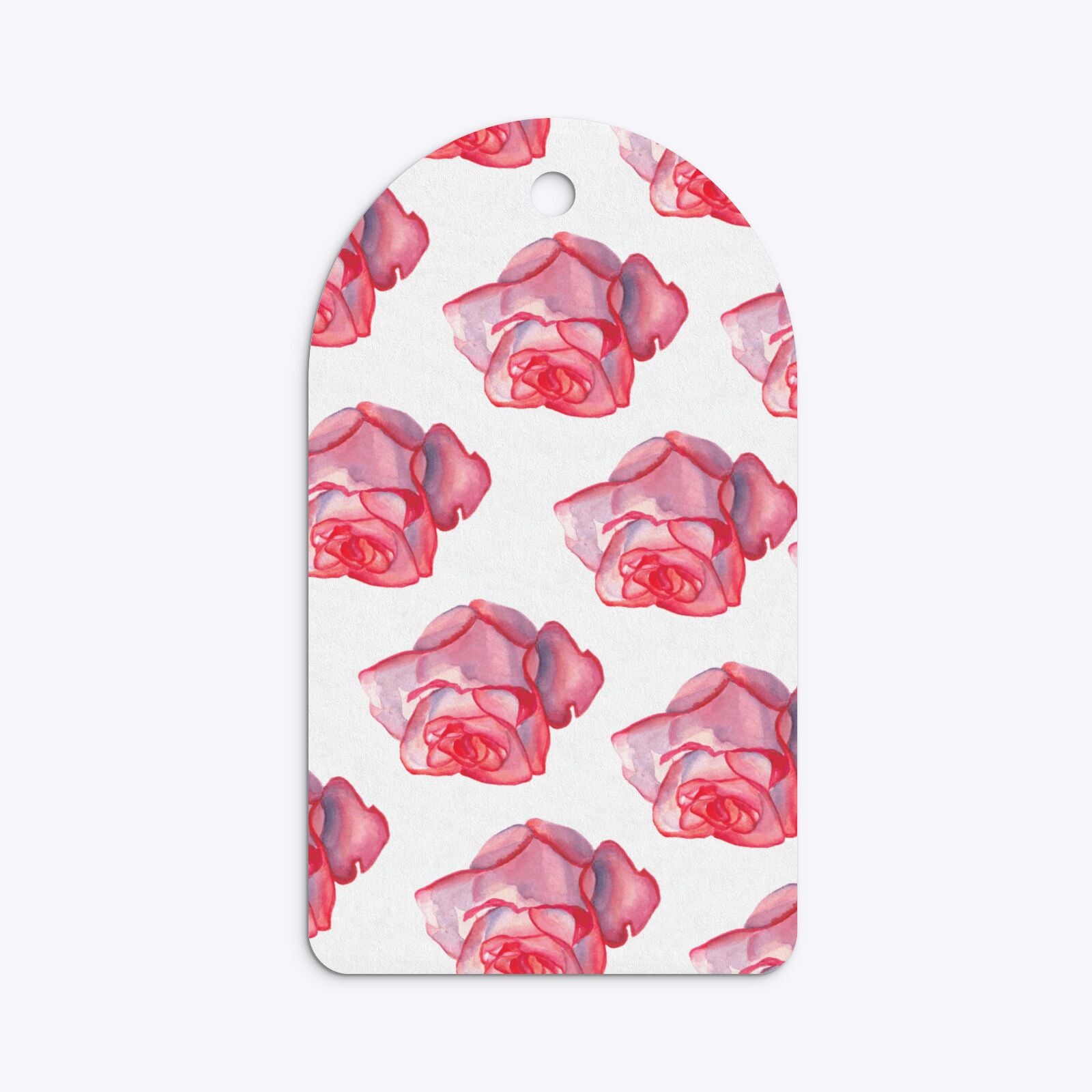 Pink Roses Arched Rectangle Gift Tag Back