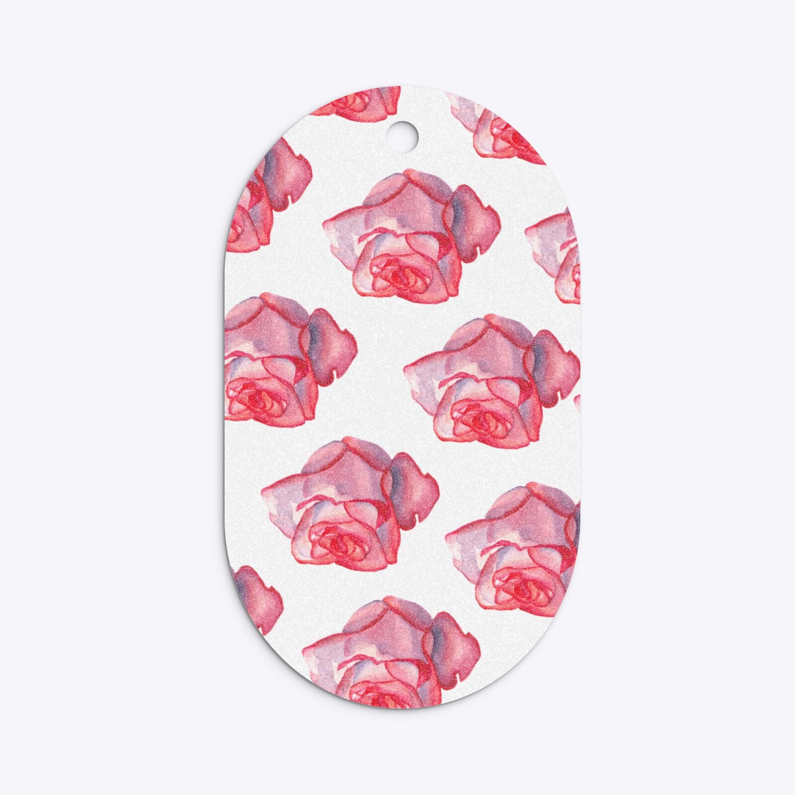 Pink Roses Flat Edge Glitter Oval Gift Tag Back