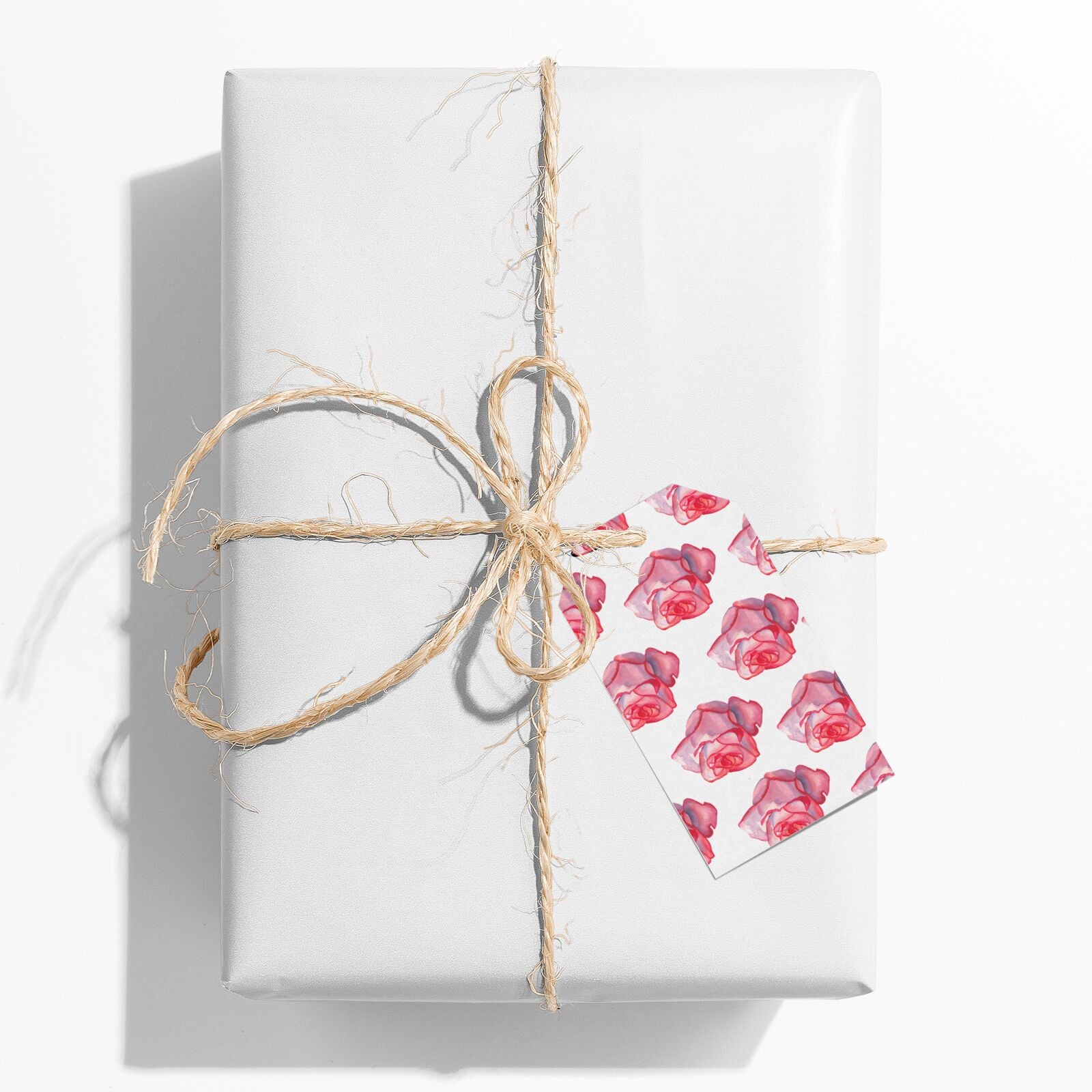 Pink Roses Gift Tag on Present