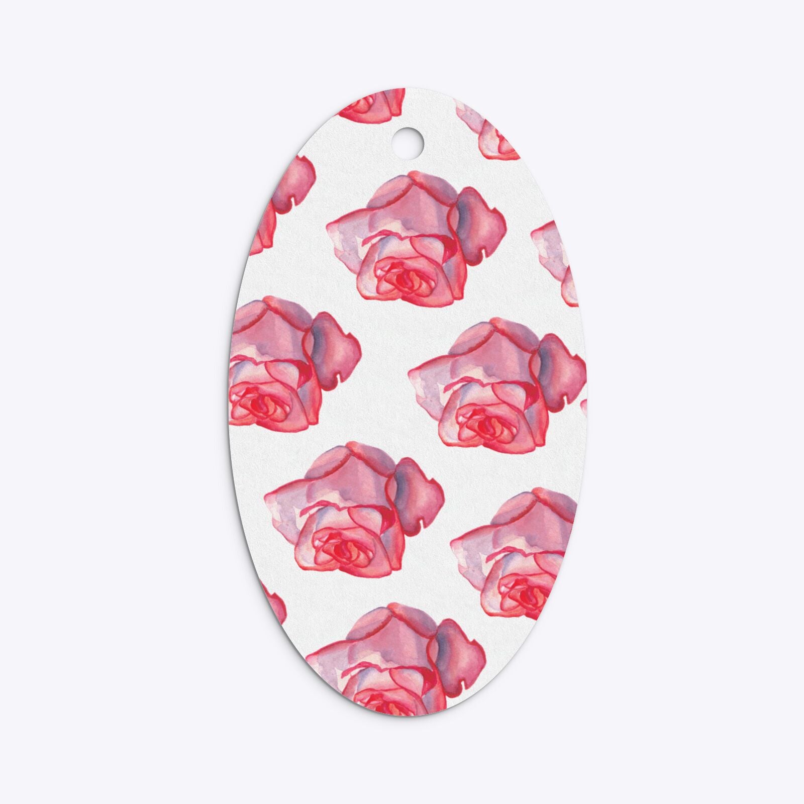 Pink Roses Oval Gift Tag Back