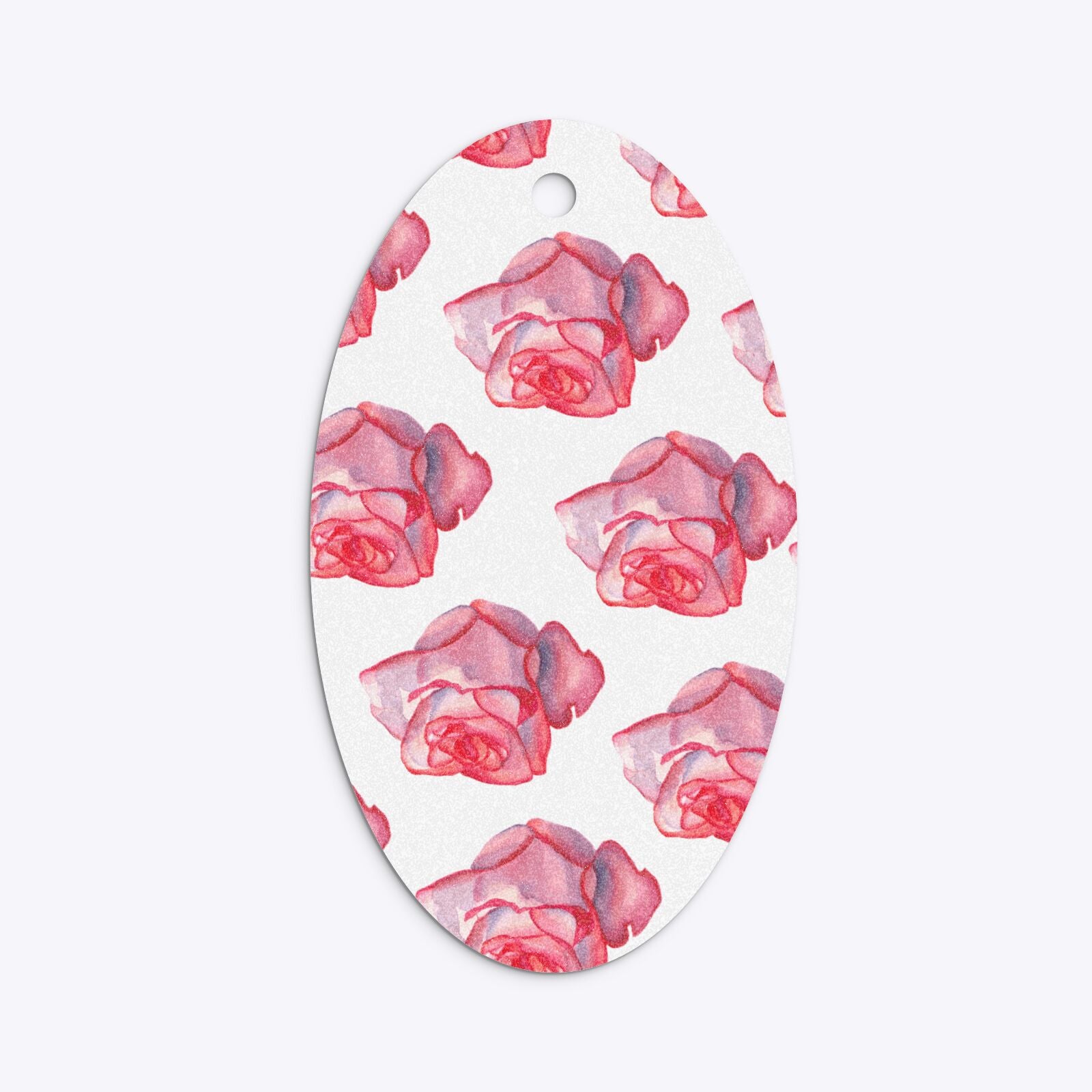 Pink Roses Oval Glitter Gift Tag