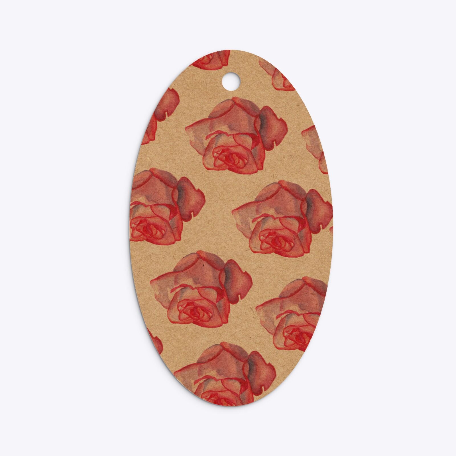 Pink Roses Oval Kraft Gift Tag