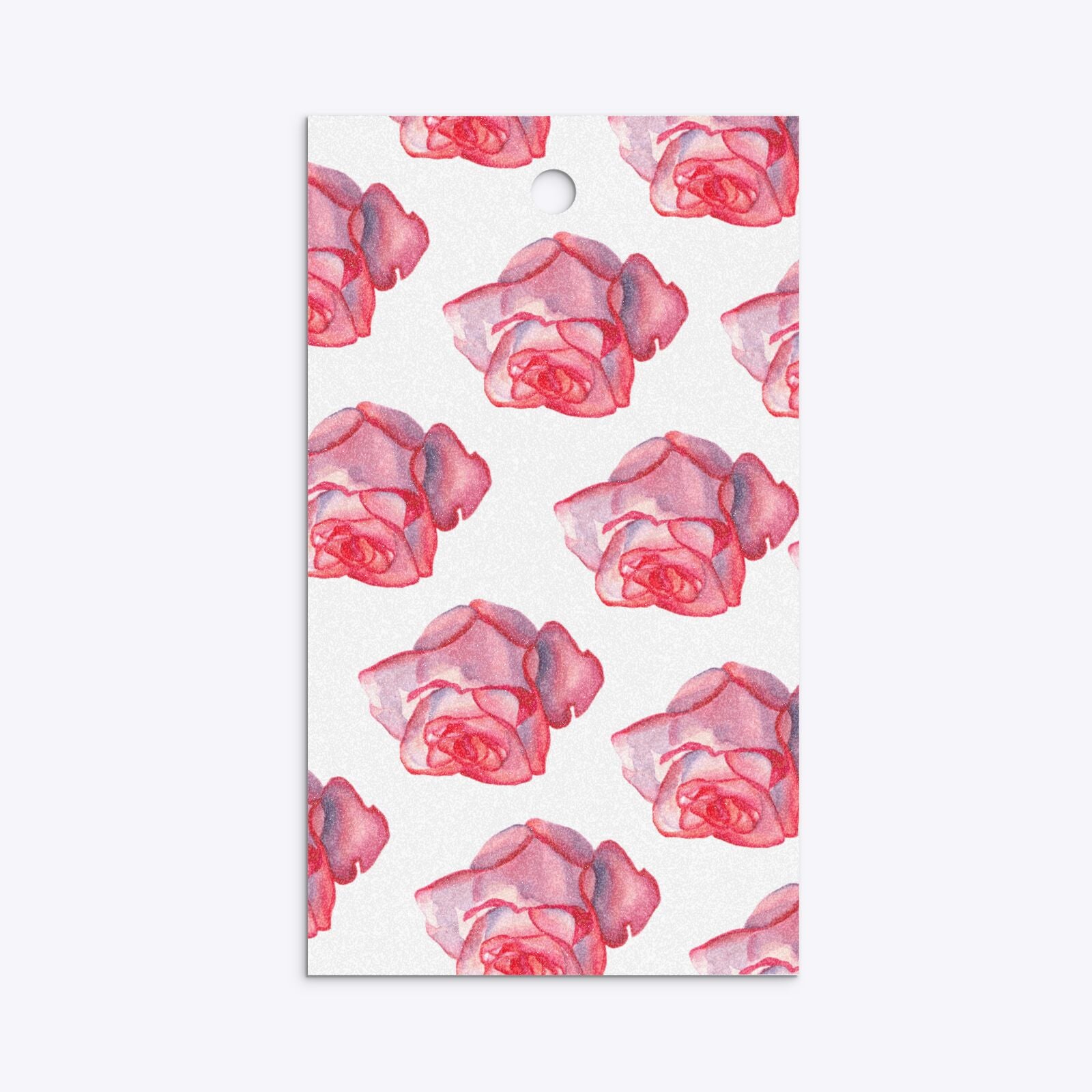 Pink Roses Rectangle Glitter Gift Tag Black