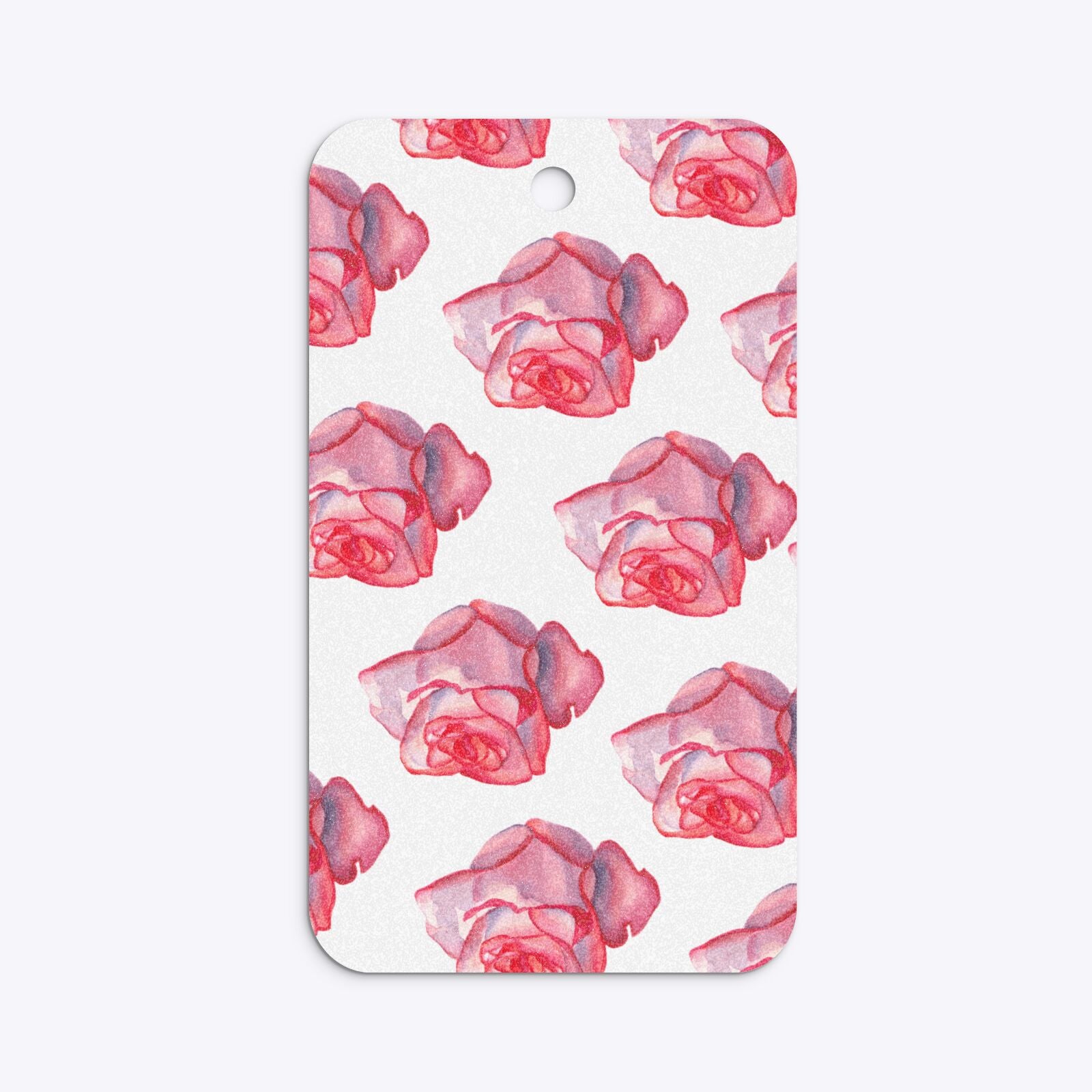 Pink Roses Rounded Rectangle Glitter Gift Tag Back