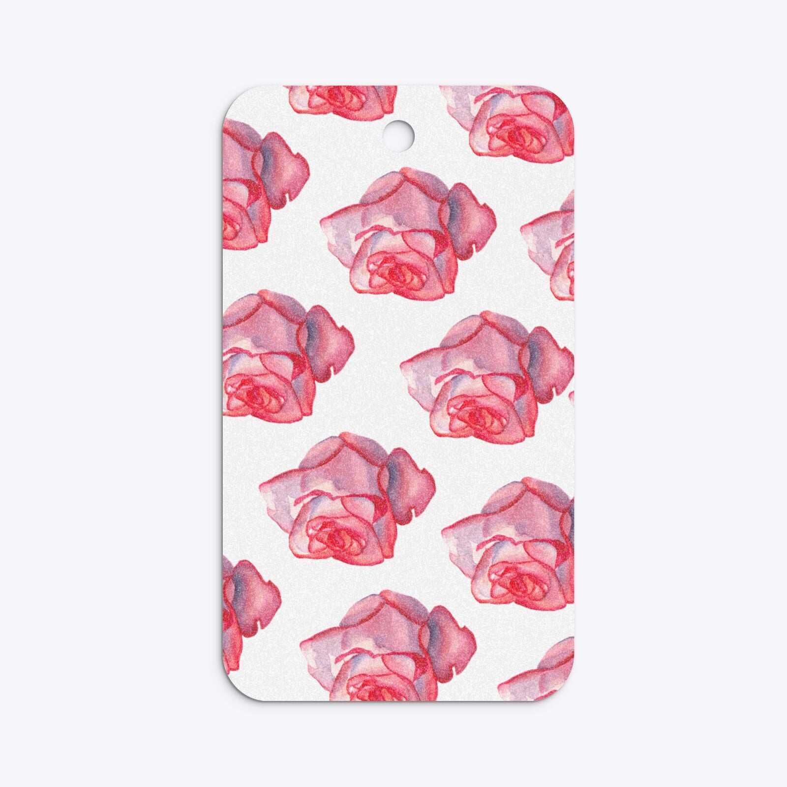 Pink Roses Rounded Rectangle Glitter Gift Tag