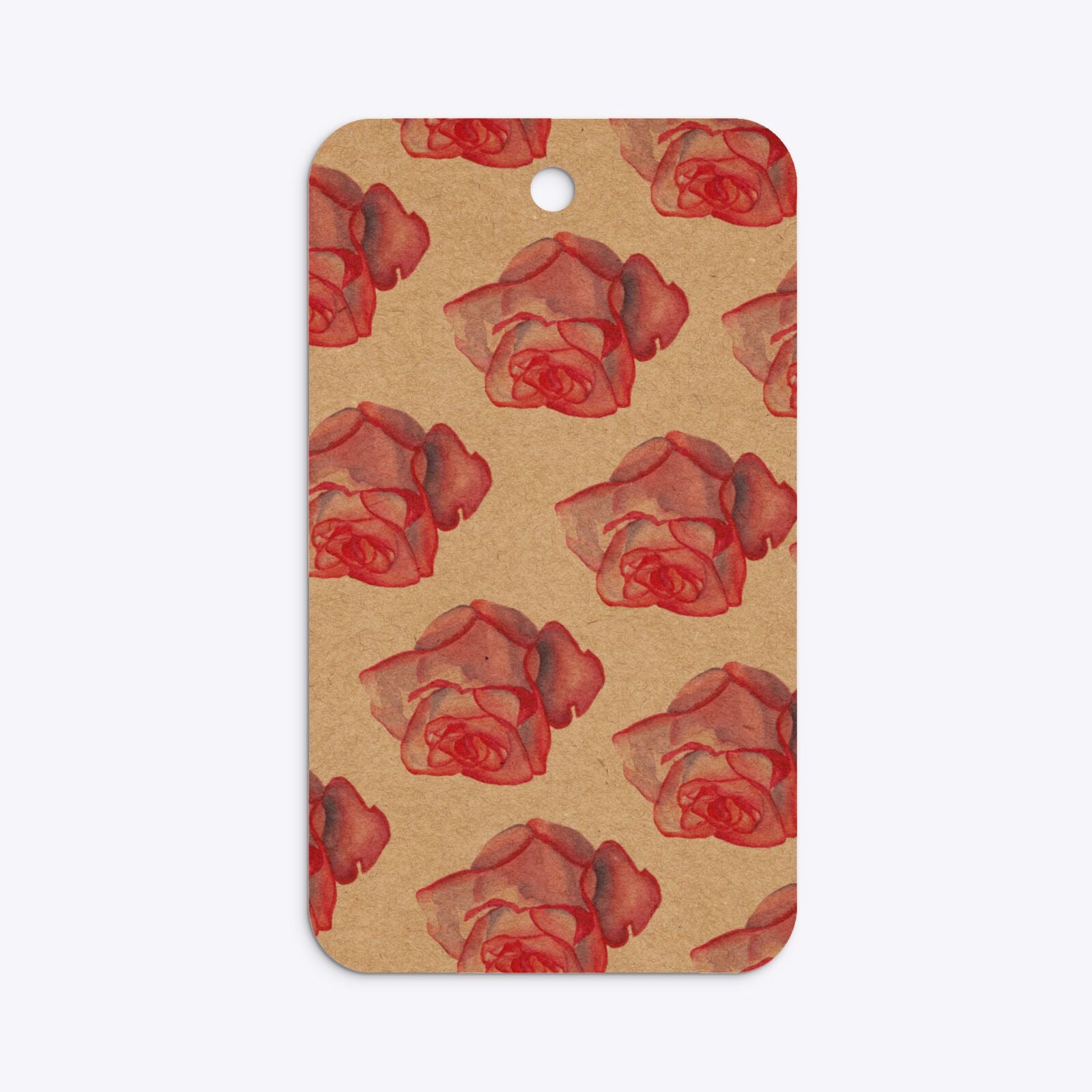 Pink Roses Rounded Rectangle Kraft Gift Tag