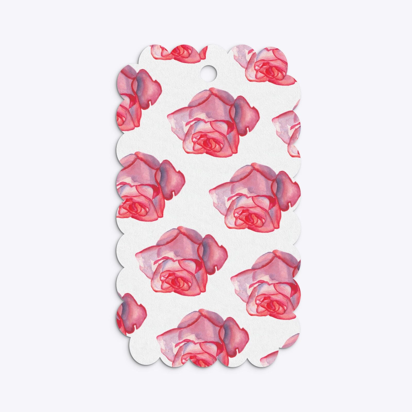 Pink Roses Scalloped Gift Tag Back