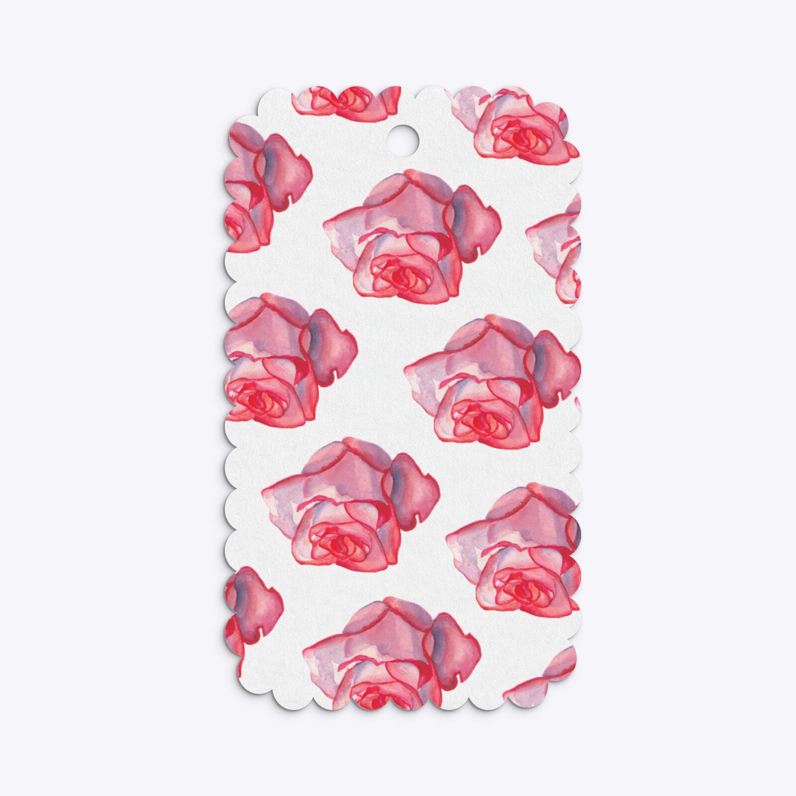 Pink Roses Small Scalloped Gift Tag Back