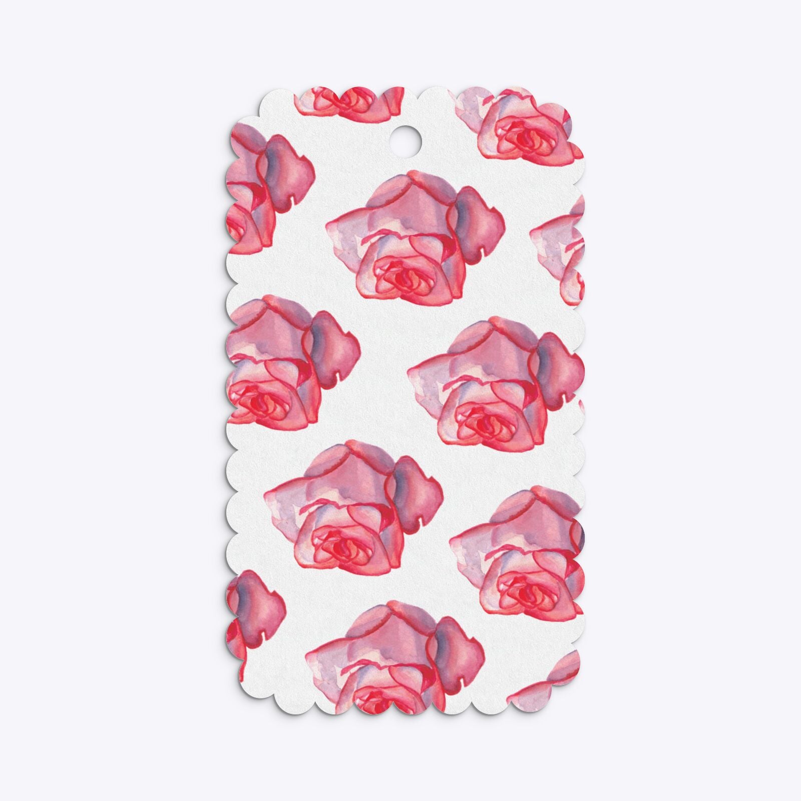 Pink Roses Small Scalloped Gift Tag