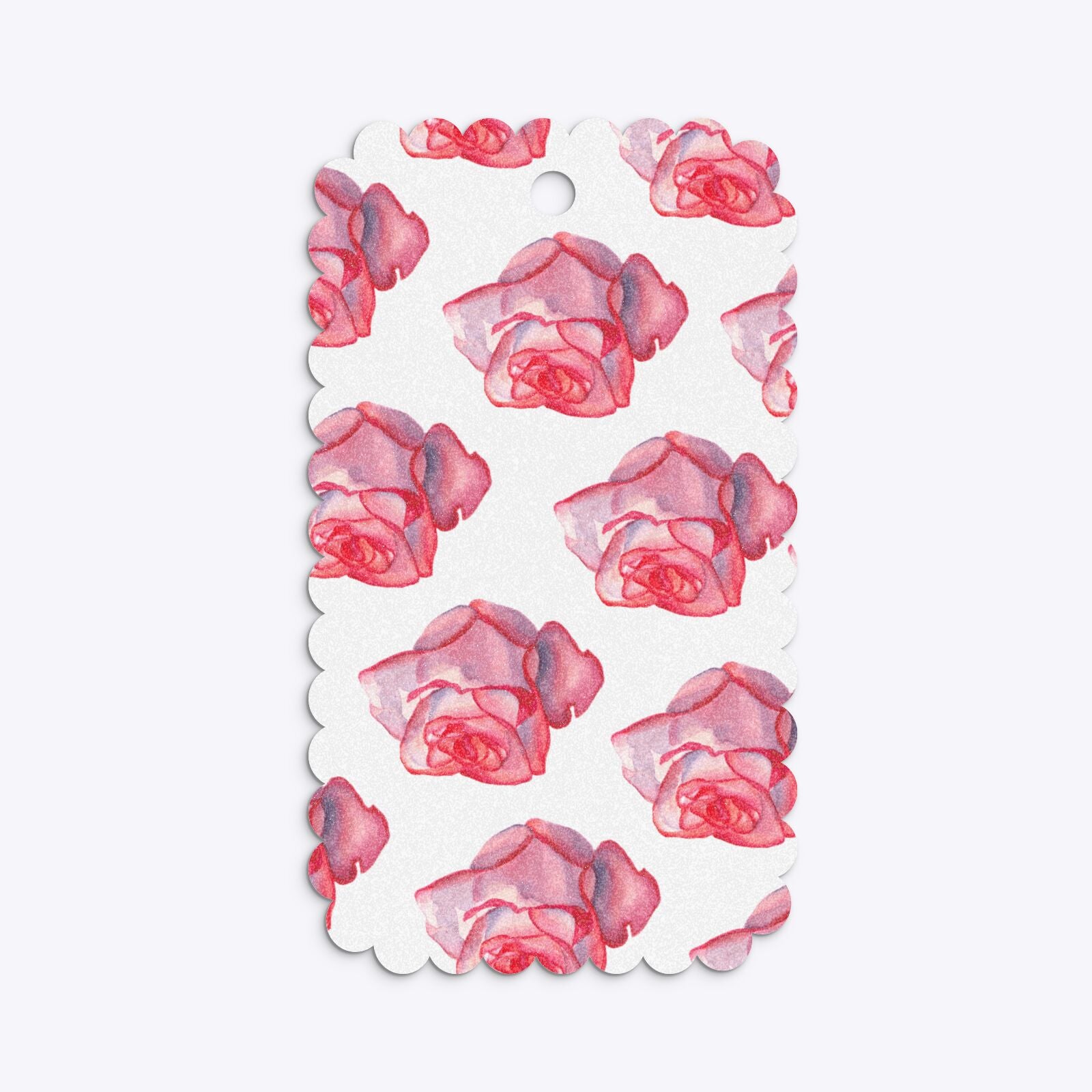 Pink Roses Small Scalloped Glitter Gift Tag Back