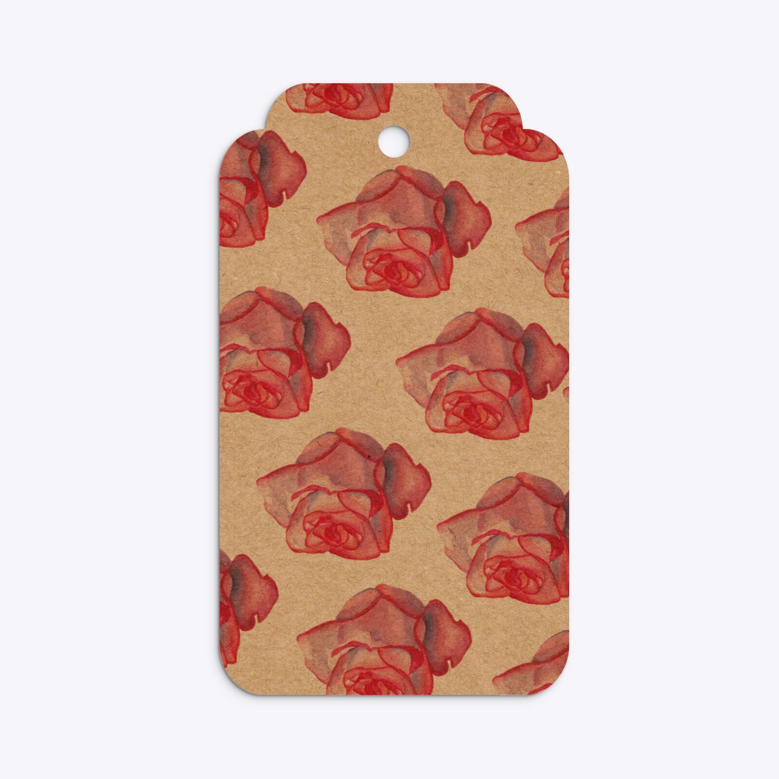 Pink Roses Two Tier Kraft Rectangle Gift Tag