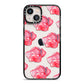 Pink Roses iPhone 13 Black Impact Case on Silver phone