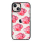 Pink Roses iPhone 13 Black Impact Case on Silver phone