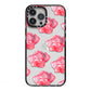 Pink Roses iPhone 13 Pro Max Black Impact Case on Silver phone