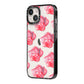 Pink Roses iPhone 14 Black Impact Case Side Angle on Silver phone
