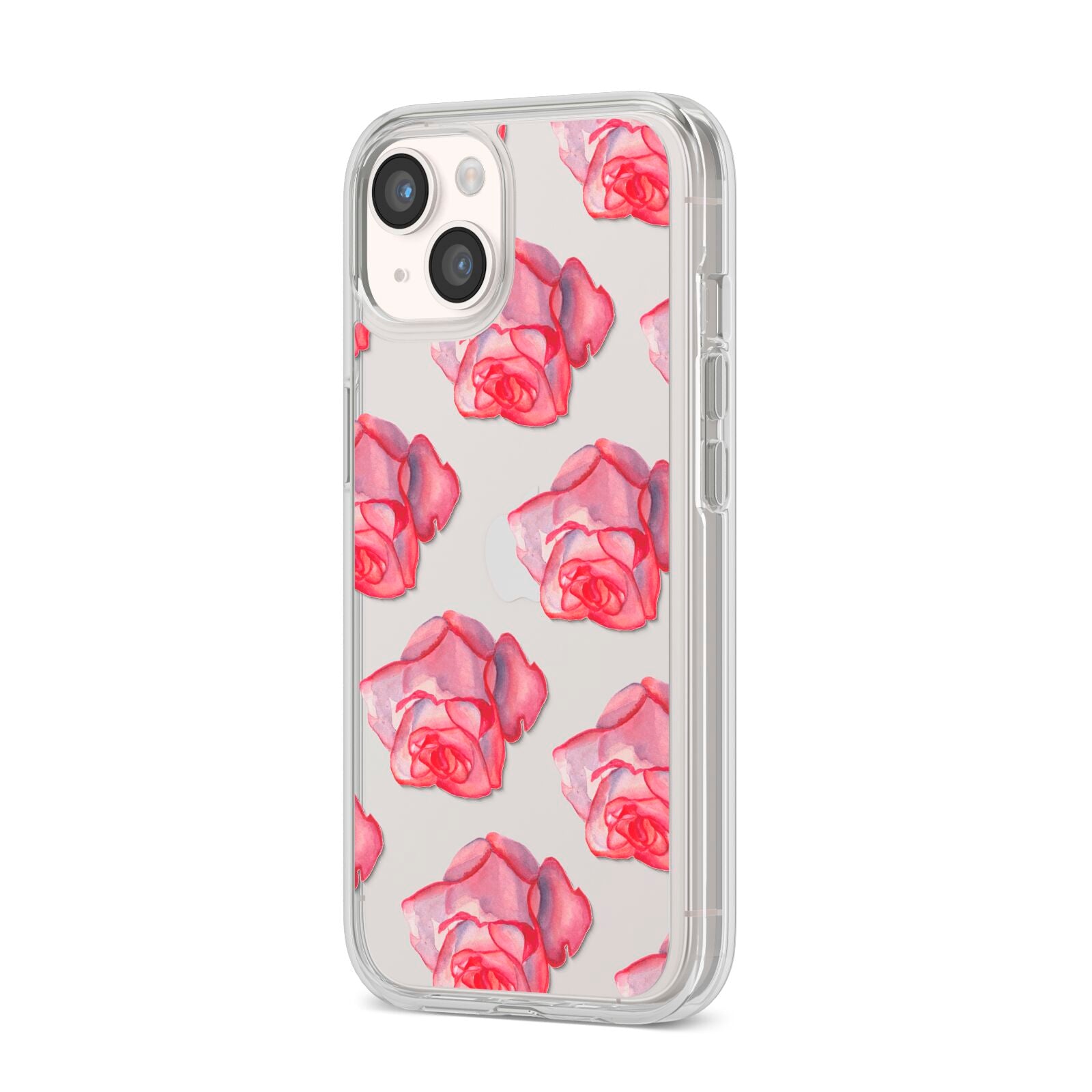 Pink Roses iPhone 14 Clear Tough Case Starlight Angled Image